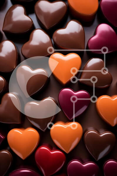 Σετ των 2 Intra Συλλεκτικό Ξύλινο Παζλ Plywood  4mm - Συστάδα από καρδιές σοκολάτας σε διάφορα χρώματα Σε Ξύλινο Κουτί - Διαστάσεις: 10x10 cm – 25 κομμάτια