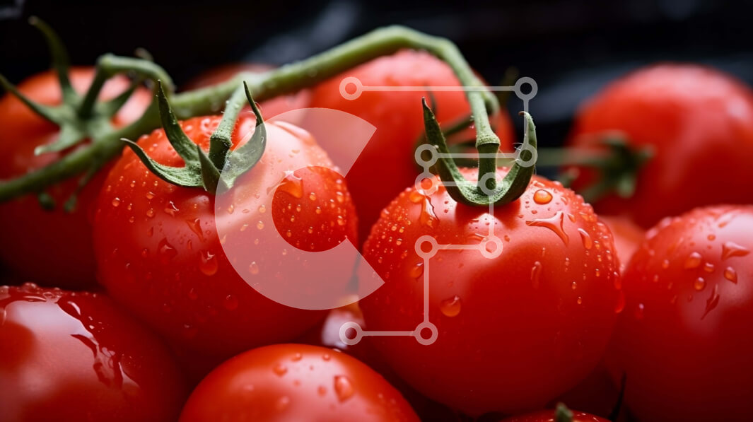 Σετ των 2 Intra Συλλεκτικό Ξύλινο Παζλ Plywood  4mm - Ομάδα ώριμων κόκκινων ντοματών σε μαύρη επιφάνεια Σε Ξύλινο Κουτί - Διαστάσεις: 10x10 cm – 25 κομμάτια