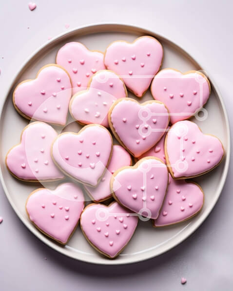 Σετ των 2 Intra Συλλεκτικό Ξύλινο Παζλ Plywood  4mm - Μπισκότα σε σχήμα καρδιάς σε ένα άσπρο πιάτο Σε Ξύλινο Κουτί - Διαστάσεις: 10x10 cm – 25 κομμάτια