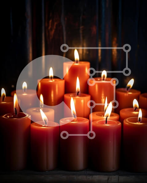 Intra Συλλεκτικό Ξύλινο Παζλ Plywood  4mm - Τακτοποιημένα αναμμένα κεριά πορτοκαλιού Σε Ξύλινο Κουτί - Διαστάσεις Puzzle: 10x10 cm – 25 κομμάτια