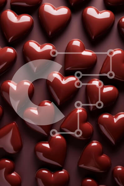 Intra Συλλεκτικό Ξύλινο Παζλ Plywood  4mm - Κόκκινα ειδώλια σε σχήμα καρδιάς σε καφέ φόντο Σε Ξύλινο Κουτί - Διαστάσεις Puzzle: 10x10 cm – 25 κομμάτια