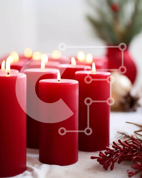 Intra Συλλεκτικό Ξύλινο Παζλ Plywood  4mm - Ομάδα κόκκινων κεριών για εορταστικές γιορτές Σε Ξύλινο Κουτί - Διαστάσεις: 10x10 cm – 25 κομμάτια