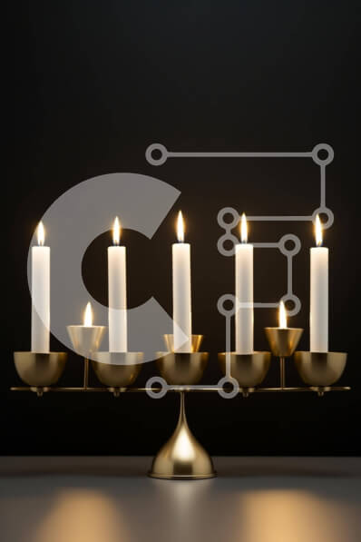 Intra Συλλεκτικό Ξύλινο Παζλ Plywood  4mm - Χρυσή Μενόρα με Πέντε Κεριά για το Χανουκά Σε Ξύλινο Κουτί - Διαστάσεις Puzzle: 10x10 cm – 25 κομμάτια