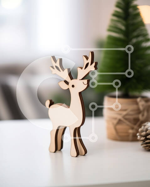 Intra Συλλεκτικό Ξύλινο Παζλ Plywood  4mm - Ξύλινο παιχνίδι ταράνδων στο διακοσμημένο τραπέζι διακοπών Σε Ξύλινο Κουτί - Διαστάσεις: 10x10 cm – 25 κομμάτια