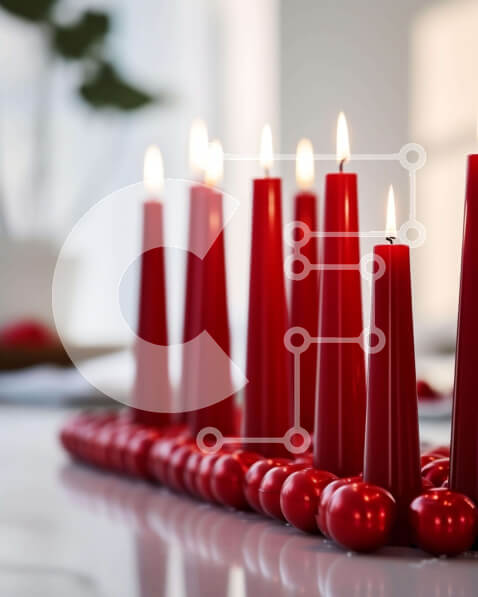 Intra Συλλεκτικό Ξύλινο Παζλ Plywood  4mm - Ανάποδο Χριστουγεννιάτικο δέντρο από κόκκινα κεριά Σε Ξύλινο Κουτί - Διαστάσεις: 10x10 cm – 25 κομμάτια