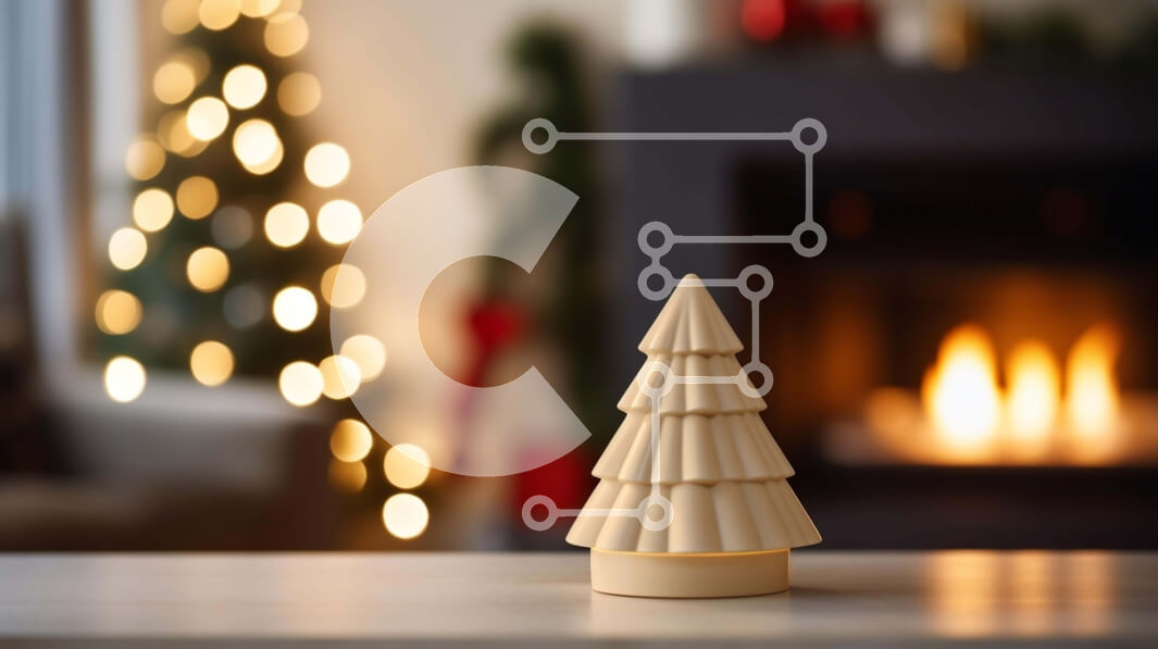 Intra Συλλεκτικό Ξύλινο Παζλ Plywood  4mm - Εορταστικό τζάκι με λευκό χριστουγεννιάτικο δέντρο Σε Ξύλινο Κουτί - Διαστάσεις: 10x10 cm – 25 κομμάτια