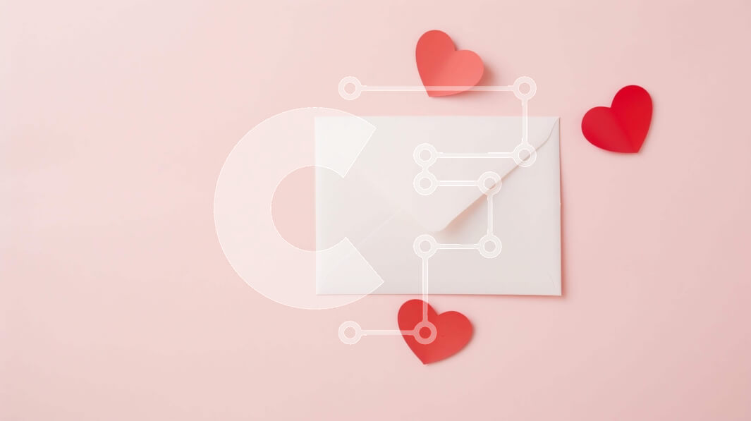 Intra Συλλεκτικό Ξύλινο Παζλ Plywood  4mm - Έννοια για την ημέρα του Αγίου Βαλεντίνου: Λευκός φάκελος με κόκκινες χάρτινες καρδιές σε ροζ φόντο Σε Ξύλινο Κουτί - Διαστάσεις Puzzle: 10x10 cm – 25 κομμάτια