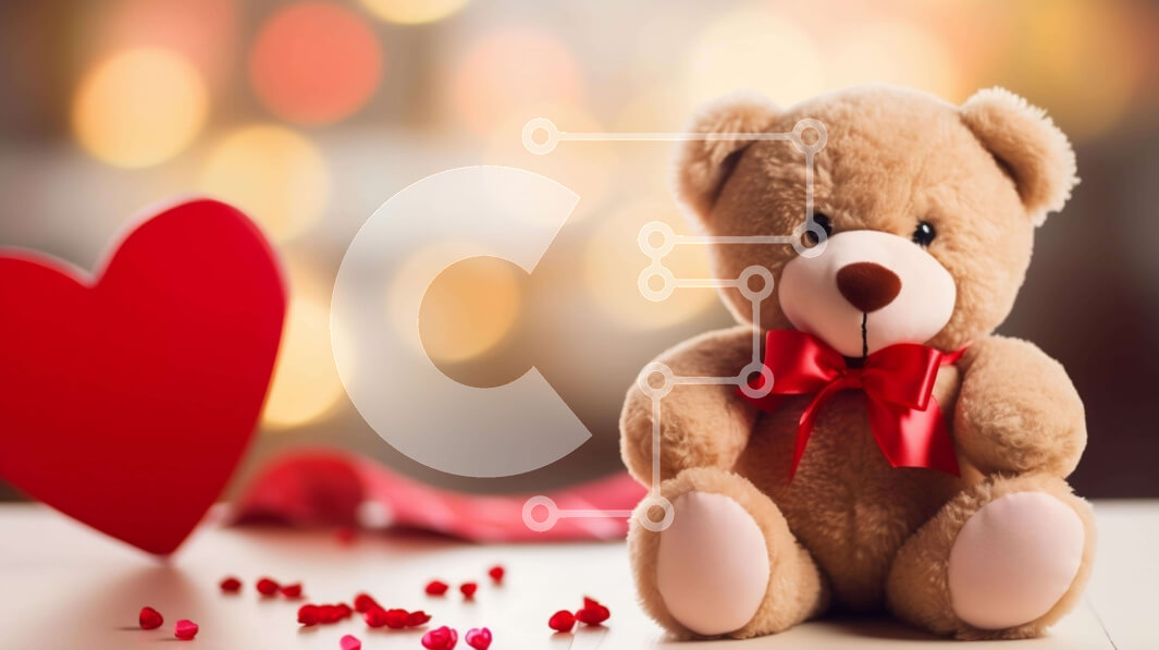 Intra Συλλεκτικό Ξύλινο Παζλ Plywood  4mm - Το αρκουδάκι του Αγίου Βαλεντίνου με κόκκινες καρδιές Σε Ξύλινο Κουτί - Διαστάσεις Puzzle: 10x10 cm – 25 κομμάτια