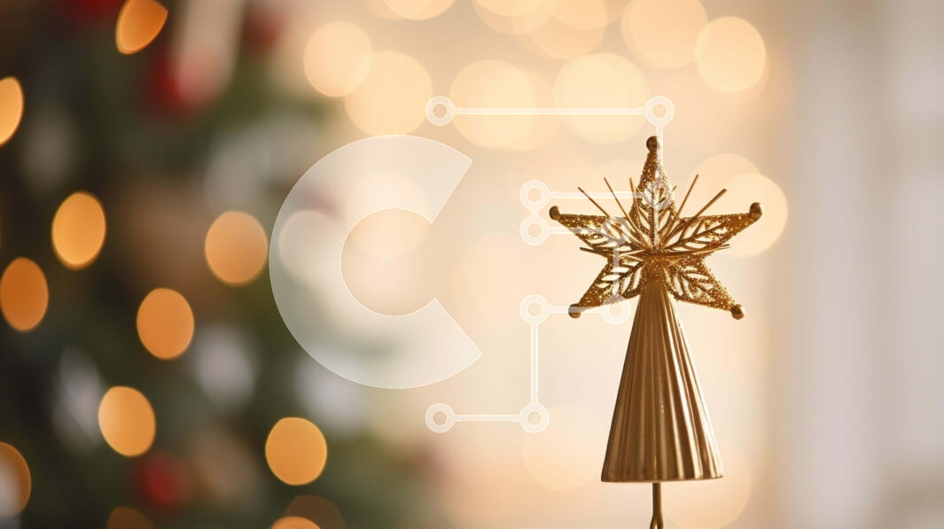 Intra Συλλεκτικό Ξύλινο Παζλ Plywood  4mm - Gold Star Topper σε φόντο χριστουγεννιάτικου δέντρου Σε Ξύλινο Κουτί - Διαστάσεις: 10x10 cm – 25 κομμάτια