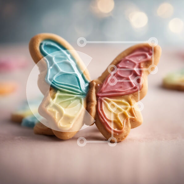 Σετ των 2 Intra Συλλεκτικό Ξύλινο Παζλ Plywood  4mm - Πολύχρωμο μπισκότο πεταλούδας σε ξύλινο τραπέζι Σε Ξύλινο Κουτί - Διαστάσεις: 10x10 cm – 25 κομμάτια