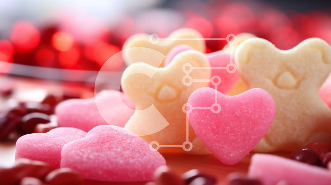 Intra Συλλεκτικό Ξύλινο Παζλ Plywood  4mm - Αρκουδάκια για την ημέρα του Αγίου Βαλεντίνου και καραμέλες σε σχήμα καρδιάς Σε Ξύλινο Κουτί - Διαστάσεις: 10x10 cm – 25 κομμάτια