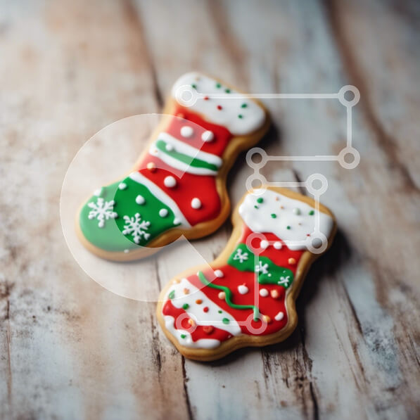 Σετ των 2 Intra Συλλεκτικό Ξύλινο Παζλ Plywood  4mm - Διακοσμημένα μπισκότα σε ξύλινο τραπέζι Σε Ξύλινο Κουτί - Διαστάσεις: 10x10 cm – 25 κομμάτια