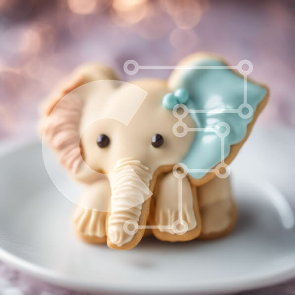 Σετ των 2 Intra Συλλεκτικό Ξύλινο Παζλ Plywood  4mm - Μπισκότο σε σχήμα ελέφαντα σε λευκό πιάτο Σε Ξύλινο Κουτί - Διαστάσεις: 10x10 cm – 25 κομμάτια