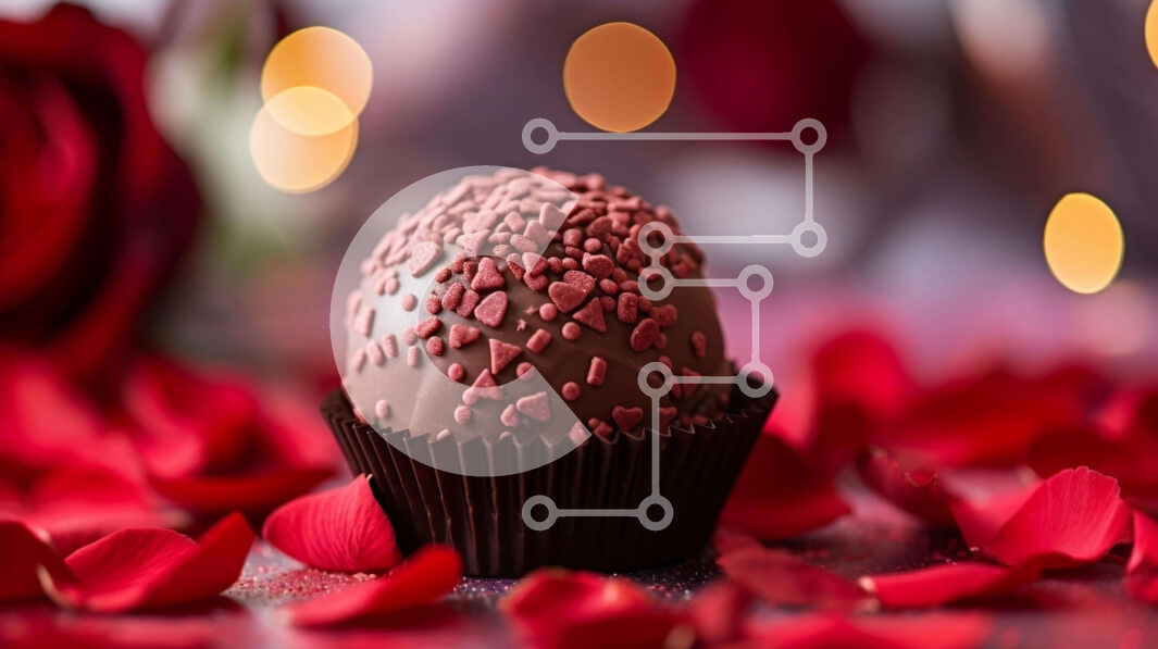 Σετ των 2 Intra Συλλεκτικό Ξύλινο Παζλ Plywood  4mm - Σοκολατένια μπάλα με κόκκινο ροδοπέταλα για την ημέρα του Αγίου Βαλεντίνου Σε Ξύλινο Κουτί - Διαστάσεις: 10x10 cm – 25 κομμάτια