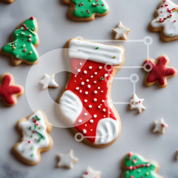 Intra Συλλεκτικό Ξύλινο Παζλ Plywood  4mm - Διάφορα χριστουγεννιάτικα μπισκότα με κάλτσες και χριστουγεννιάτικα δέντρα Σε Ξύλινο Κουτί - Διαστάσεις: 10x10 cm – 25 κομμάτια