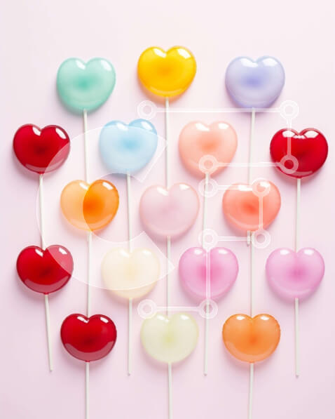 Σετ των 2 Intra Συλλεκτικό Ξύλινο Παζλ Plywood  4mm - Πολύχρωμη στοίβα γλειφιτζούρια σε σχήμα καρδιάς Σε Ξύλινο Κουτί - Διαστάσεις: 10x10 cm – 25 κομμάτια