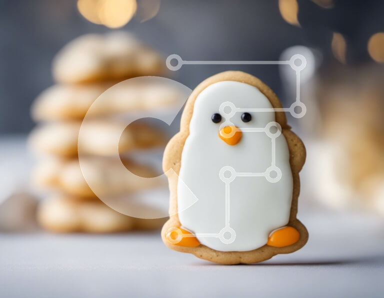 Σετ των 2 Intra Συλλεκτικό Ξύλινο Παζλ Plywood  4mm - Μπισκότο σε σχήμα πιγκουίνου με στοίβες μπισκότων Σε Ξύλινο Κουτί - Διαστάσεις: 10x10 cm – 25 κομμάτια