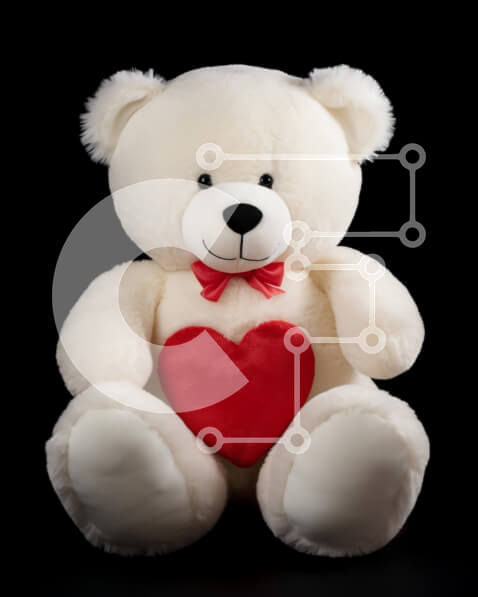 Intra Συλλεκτικό Ξύλινο Παζλ Plywood  4mm - Λευκό αρκουδάκι με κόκκινη καρδιά σε μαύρο φόντο Σε Ξύλινο Κουτί - Διαστάσεις Puzzle: 10x10 cm – 25 κομμάτια