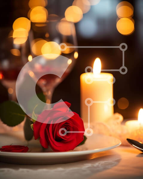 Σετ των 2 Intra Συλλεκτικό Ξύλινο Παζλ Plywood  4mm - Κομψό Τραπέζι με Κηροπήγια και Κόκκινο Τριαντάφυλλο Σε Ξύλινο Κουτί - Διαστάσεις: 10x10 cm – 25 κομμάτια