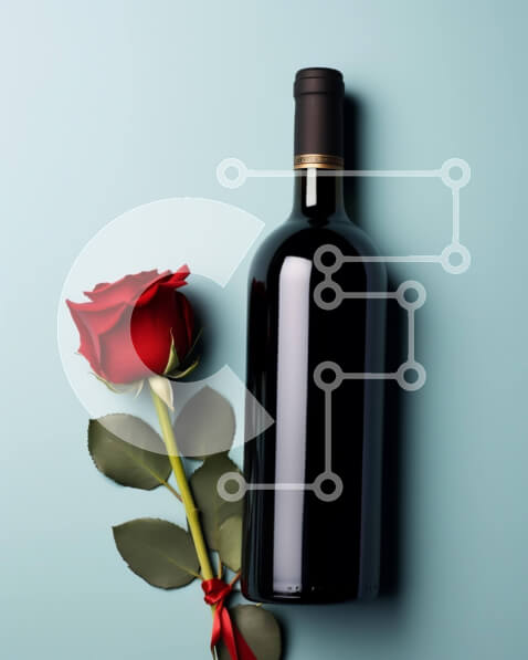 Σετ των 2 Intra Συλλεκτικό Ξύλινο Παζλ Plywood  4mm - Άδειο μπουκάλι κρασιού και κόκκινο τριαντάφυλλο Σε Ξύλινο Κουτί - Διαστάσεις: 10x10 cm – 25 κομμάτια