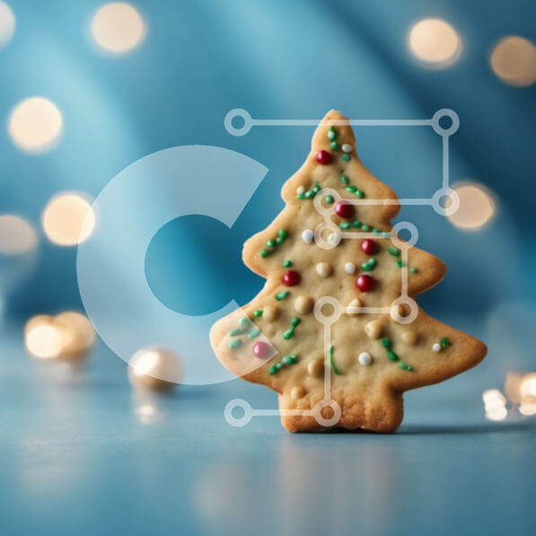 Σετ των 2 Intra Συλλεκτικό Ξύλινο Παζλ Plywood  4mm - Διακοσμημένο μπισκότο χριστουγεννιάτικου δέντρου σε αφηρημένο μπλε φόντο bokeh Σε Ξύλινο Κουτί - Διαστάσεις: 10x10 cm – 25 κομμάτια