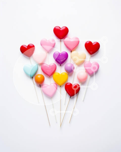 Σετ των 2 Intra Συλλεκτικό Ξύλινο Παζλ Plywood  4mm - Πολύχρωμα γλειφιτζούρια σε σχήμα καρδιάς σε οδοντογλυφίδες Σε Ξύλινο Κουτί - Διαστάσεις: 10x10 cm – 25 κομμάτια