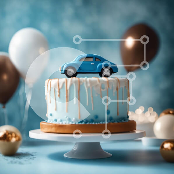 Σετ των 2 Intra Συλλεκτικό Ξύλινο Παζλ Plywood  4mm - Γιορτινή τούρτα με Διακόσμηση Αυτοκινήτου Παιχνιδιού Σε Ξύλινο Κουτί - Διαστάσεις: 10x10 cm – 25 κομμάτια