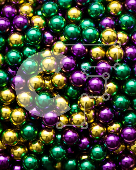 Intra Συλλεκτικό Ξύλινο Παζλ Plywood  4mm - Κοντινή εικόνα με πολύχρωμες χάντρες για εορτασμούς Mardi Gras Σε Ξύλινο Κουτί - Διαστάσεις Puzzle: 10x10 cm – 25 κομμάτια