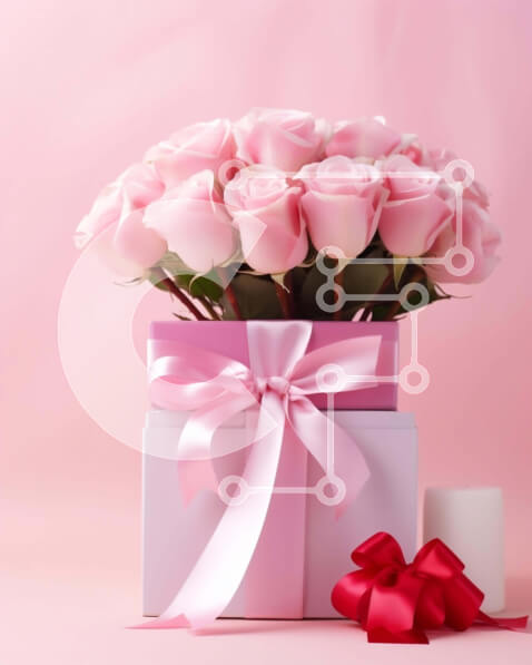 Intra Συλλεκτικό Ξύλινο Παζλ Plywood  4mm - Λευκό κουτί δώρου με ροζ τριαντάφυλλα και κεριά Σε Ξύλινο Κουτί - Διαστάσεις Puzzle: 10x10 cm – 25 κομμάτια