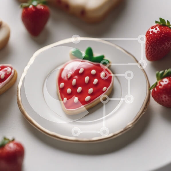 Σετ των 2 Intra Συλλεκτικό Ξύλινο Παζλ Plywood  4mm - Πιάτο με μπισκότα διακοσμημένο με φράουλες Σε Ξύλινο Κουτί - Διαστάσεις: 10x10 cm – 25 κομμάτια