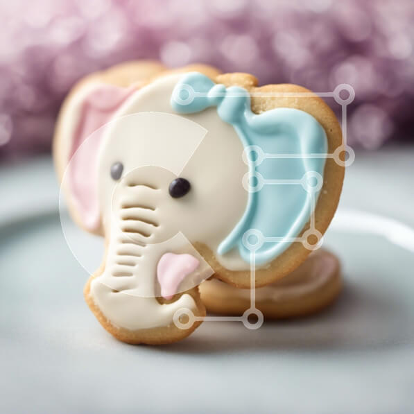 Σετ των 2 Intra Συλλεκτικό Ξύλινο Παζλ Plywood  4mm - Μπισκότο σε σχήμα ελέφαντα με ροζ και μπλε παγετό Σε Ξύλινο Κουτί - Διαστάσεις: 10x10 cm – 25 κομμάτια