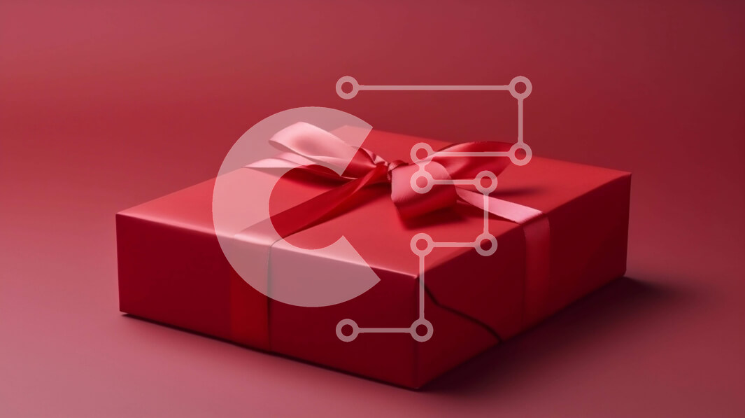 Intra Συλλεκτικό Ξύλινο Παζλ Plywood  4mm - Κόκκινο κουτί δώρου με κορδέλα σε πορτοκαλί φόντο Σε Ξύλινο Κουτί - Διαστάσεις: 10x10 cm – 25 κομμάτια