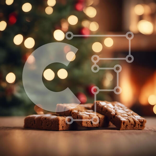 Σετ των 2 Intra Συλλεκτικό Ξύλινο Παζλ Plywood  4mm - Νόστιμα μπράουνις μπροστά από ένα φωτισμένο χριστουγεννιάτικο δέντρο Σε Ξύλινο Κουτί - Διαστάσεις: 10x10 cm – 25 κομμάτια