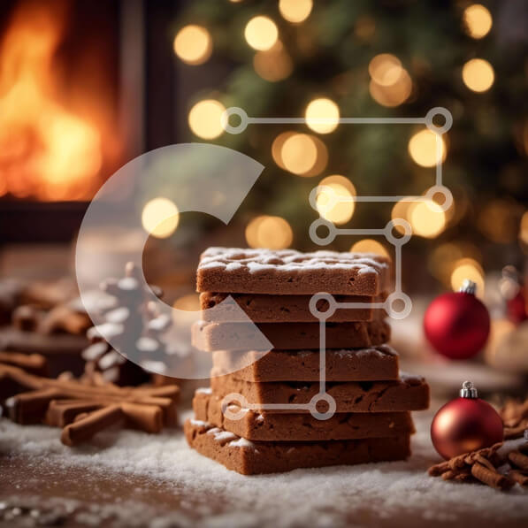 Intra Συλλεκτικό Ξύλινο Παζλ Plywood  4mm - Στοίβα από μπισκότα σοκολάτας μπροστά από το τζάκι Σε Ξύλινο Κουτί - Διαστάσεις: 10x10 cm – 25 κομμάτια