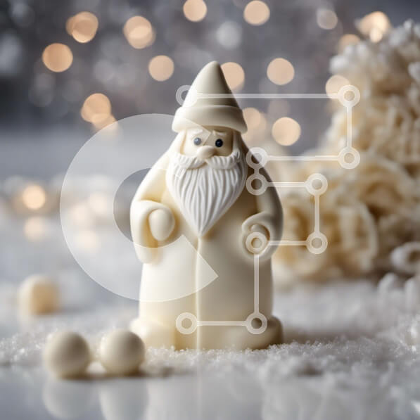 Intra Συλλεκτικό Ξύλινο Παζλ Plywood  4mm - Ειδώλιο Άγιου Βασίλη με νιφάδες χιονιού και χριστουγεννιάτικα στολίδια Σε Ξύλινο Κουτί - Διαστάσεις: 10x10 cm – 25 κομμάτια