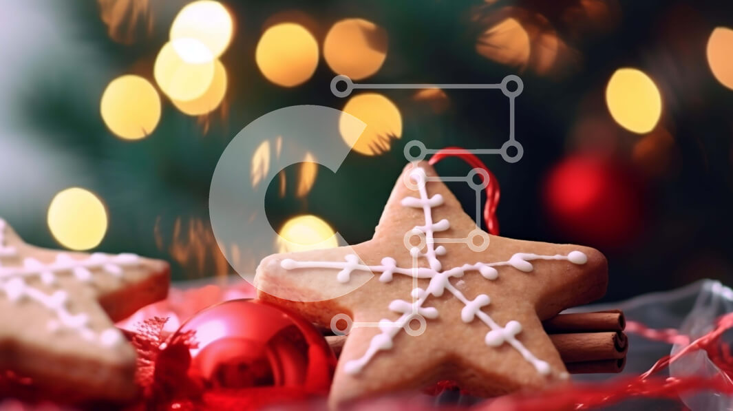 Intra Συλλεκτικό Ξύλινο Παζλ Plywood  4mm - Μπισκότα μελοψωμάτων σε φόντο χριστουγεννιάτικου δέντρου Σε Ξύλινο Κουτί - Διαστάσεις: 10x10 cm – 25 κομμάτια