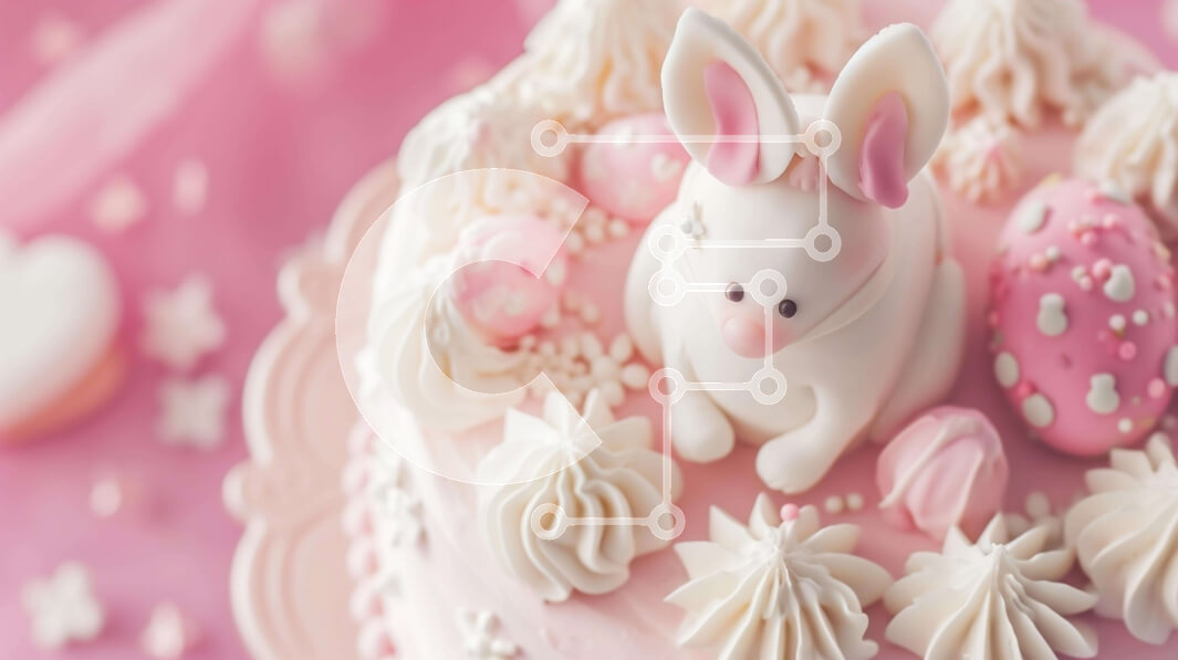 Σετ των 2 Intra Συλλεκτικό Ξύλινο Παζλ Plywood  4mm - Ροζ πασχαλινό κέικ με ειδώλια λαγουδάκι και πασχαλινό αυγό Σε Ξύλινο Κουτί - Διαστάσεις: 10x10 cm – 25 κομμάτια