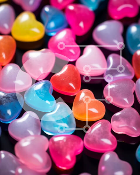 Σετ των 2 Intra Συλλεκτικό Ξύλινο Παζλ Plywood  4mm - Πολύχρωμη καραμέλα σε σχήμα καρδιάς στο τραπέζι Σε Ξύλινο Κουτί - Διαστάσεις: 10x10 cm – 25 κομμάτια