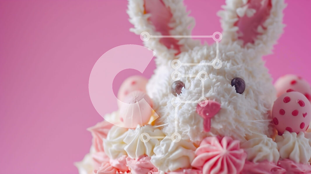 Σετ των 2 Intra Συλλεκτικό Ξύλινο Παζλ Plywood  4mm - Πασχαλινό κέικ σε σχήμα λαγουδάκι με ροζ και λευκό παγωμένο Σε Ξύλινο Κουτί - Διαστάσεις: 10x10 cm – 25 κομμάτια