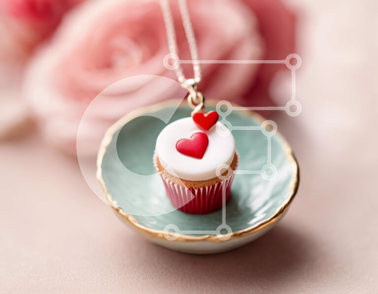 Σετ των 2 Intra Συλλεκτικό Ξύλινο Παζλ Plywood  4mm - Διακοσμητικό cupcake με καρδιές σε διακοσμητικό μπολ Σε Ξύλινο Κουτί - Διαστάσεις: 10x10 cm – 25 κομμάτια