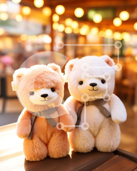 Intra Συλλεκτικό Ξύλινο Παζλ Plywood  4mm - Δύο αρκουδάκια που κάθονται σε ένα ξύλινο τραπέζι Σε Ξύλινο Κουτί - Διαστάσεις: 10x10 cm – 25 κομμάτια