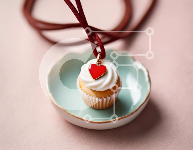 Intra Συλλεκτικό Ξύλινο Παζλ Plywood  4mm - Κρεμαστό κολιέ Cupcake σε διακοσμημένο πιάτο Σε Ξύλινο Κουτί - Διαστάσεις Puzzle: 10x10 cm – 25 κομμάτια