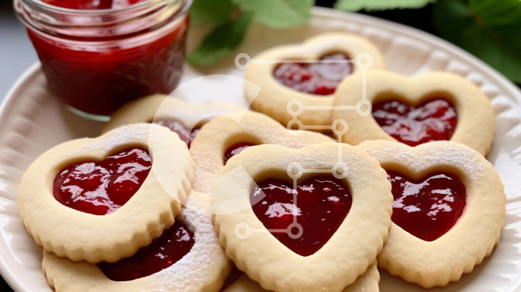 Σετ των 2 Intra Συλλεκτικό Ξύλινο Παζλ Plywood  4mm - Μπισκότα σε σχήμα καρδιάς με μαρμελάδα σε λευκό πιάτο Σε Ξύλινο Κουτί - Διαστάσεις: 10x10 cm – 25 κομμάτια