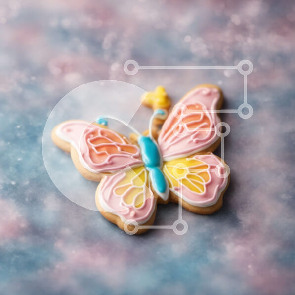 Σετ των 2 Intra Συλλεκτικό Ξύλινο Παζλ Plywood  4mm - Μπισκότο σε σχήμα πεταλούδας με ροζ και κίτρινο πάγωμα Σε Ξύλινο Κουτί - Διαστάσεις: 10x10 cm – 25 κομμάτια