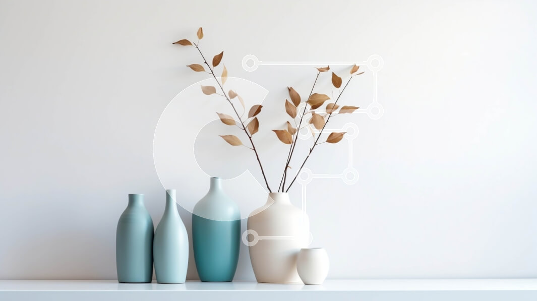 Intra Συλλεκτικό Ξύλινο Παζλ Plywood  4mm - Τρία βάζα στο ράφι με κλαδιά και φύλλα Σε Ξύλινο Κουτί - Διαστάσεις: 10x10 cm – 25 κομμάτια