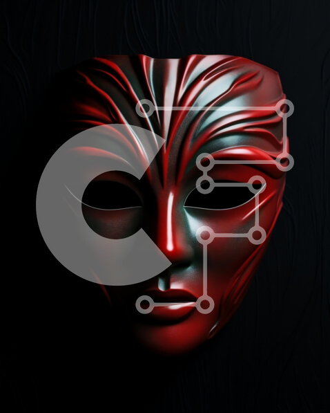 Intra Συλλεκτικό Ξύλινο Παζλ Plywood  4mm - Περίπλοκη κόκκινη μάσκα με λεπτομερή σχεδίαση Σε Ξύλινο Κουτί - Διαστάσεις Puzzle: 10x10 cm – 25 κομμάτια