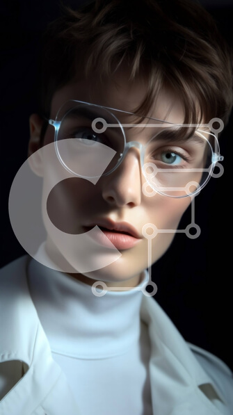 Intra Συλλεκτικό Ξύλινο Παζλ Plywood  4mm - Πορτρέτο μιας γυναίκας με γυαλιά και λευκό ζιβάγκο Σε Ξύλινο Κουτί - Διαστάσεις Puzzle: 10x10 cm – 25 κομμάτια