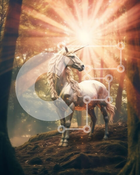 Σετ των 2 Intra Συλλεκτικό Ξύλινο Παζλ Plywood  4mm - Μαγική εικόνα ενός λευκού μονόκερου σε ένα ηλιόλουστο δάσος Σε Ξύλινο Κουτί - Διαστάσεις: 10x10 cm – 25 κομμάτια