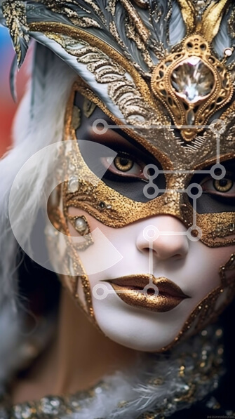 Intra Συλλεκτικό Ξύλινο Παζλ Plywood  4mm - Ενετική μάσκα με χρυσές και μαύρες πινελιές και φτερά Σε Ξύλινο Κουτί - Διαστάσεις Puzzle: 10x10 cm – 25 κομμάτια