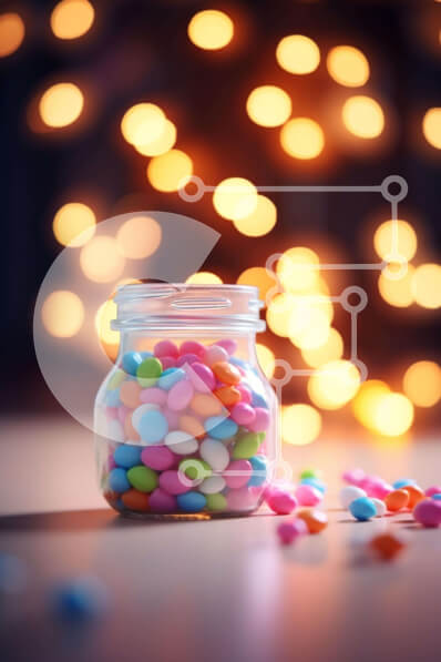 Σετ των 2 Intra Συλλεκτικό Ξύλινο Παζλ Plywood  4mm - Πολύχρωμα καλάμια καραμελών σε γυάλινο βάζο Σε Ξύλινο Κουτί - Διαστάσεις: 10x10 cm – 25 κομμάτια